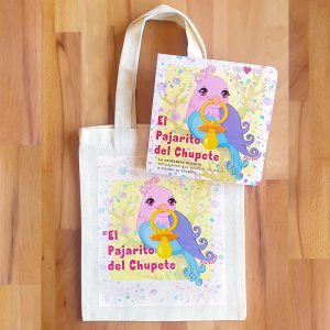 Bolsa tote bag y libro el Pajarito del Chupete